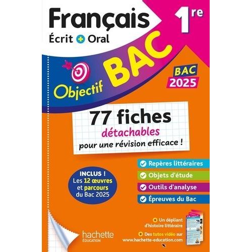 Français Écrit + Oral 1re - 77 Fiches Détachables