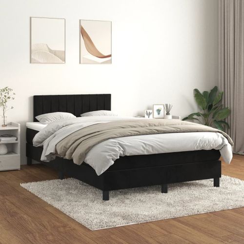 Vidaxl Lit À Sommier Tapissier Avec Matelas Noir 120x200 Cm Velours