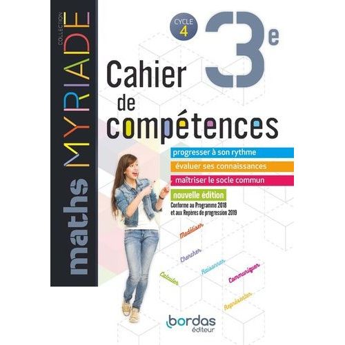 Maths 3e Myriade Cycle 4 - Cahier De Compétences