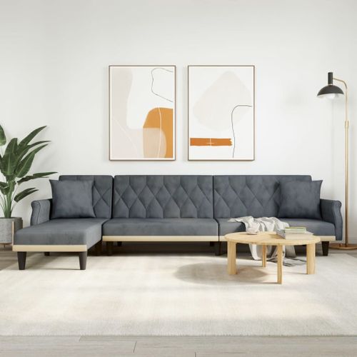 Vidaxl Canapé-Lit En Forme De L Gris 271x140x70 Cm Velours