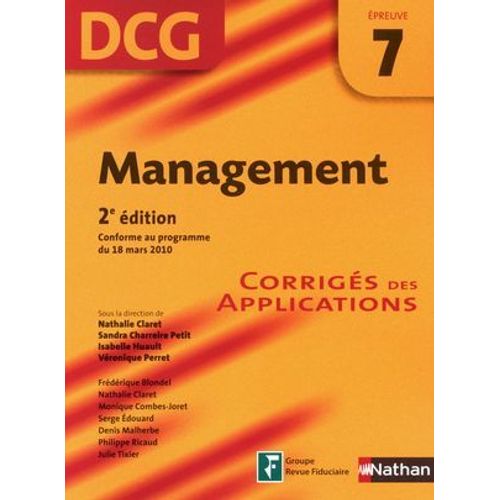 Management - Épreuve 7 - Dcg Corrigés Format : Epub 2 Dcg