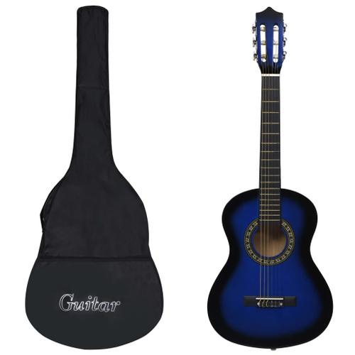 vidaXL Guitare classique avec sac de d¿¿butants et enfants Bleu 1/2 34