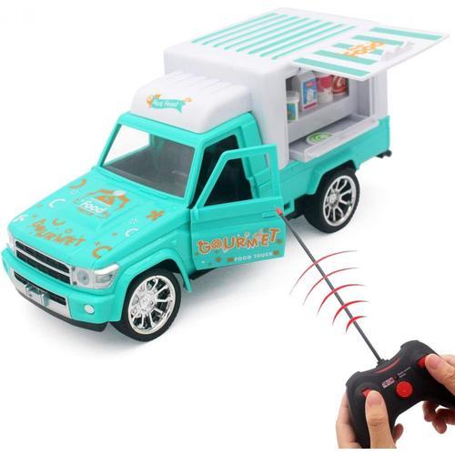 Camion alimentaire RC de grande taille, véhicule télécommandé, voiture  électrique, jouet, 4 canaux, son lumineux, anniversaire pour enfants (vert)