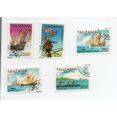 Tanzanie-Lot De ( Timbres Oblitérés- Découverte De L' Amérique- Bateaux
