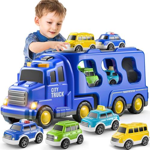 Jouets pour tout-petits garçons, voitures pour tout-petits de 1 à 3 à 4 en  1, jouets pour enfants de 3, 4, 5, 6 ans, camion de transport, véhicule de  transport, ensemble de