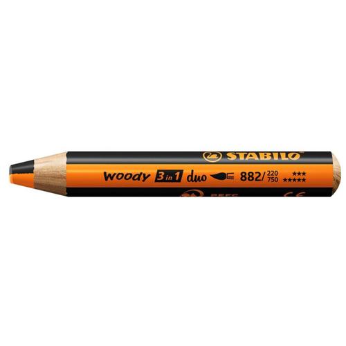 Stabilo Crayon Multi-Talents Woody 3 In 1 Duo - Orange-Noir