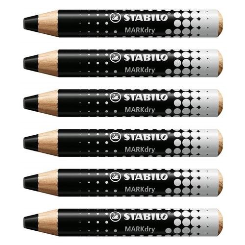 Stabilo Lot De 6 Crayons Marqueur Markdry - Noir