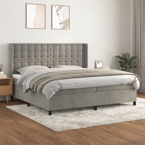 Vidaxl Sommier À Lattes De Lit Et Matelas Gris Clair 200x200cm Velours