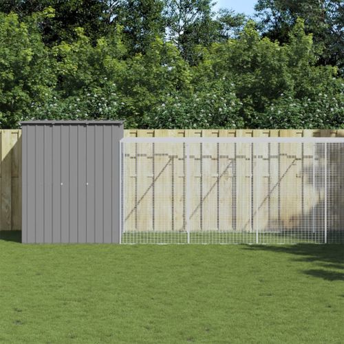 Vidaxl Poulailler Avec Cour Gris Clair 165x1271x181 Cm Acier Galvanisé