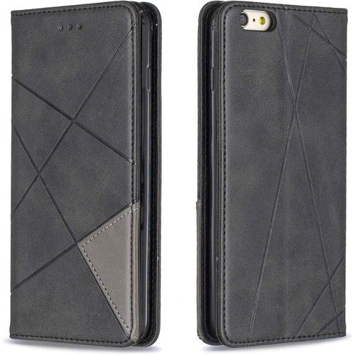 Coque Pour Iphone 6s Plus/6 Plus (5,5 Pouces), Housse Portefeuille En Cuir Etui De Protection Avec Tpu Silicone Bumper Magnetique Flip Case, Porte Cartes Avec Fonction Support Cover (Noir)
