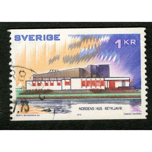 Timbre Oblitéré Sverige, Nordens Hus Reykjavik, 1973, 1 Kr