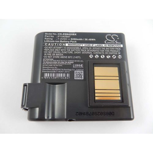 vhbw Batterie remplacement pour Zebra BTRY-MPP-68MA1-01, P1040687 pour imprimante, scanner, imprimante d'étiquettes (5200mAh, 7,4V, Li-ion)
