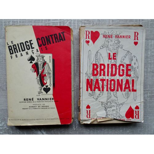 Lot De 2 Livres 'Conseils' Sur Le Bridge (René Vannier): *Le Bridge Contrat Français (1946) *Le Bridge National (1947)