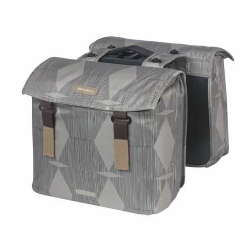 Sacoche Arriere Velo Double Basil Elegance 49l Taupe Fixation Scratchs Sur Porte Bagage (49x48x10,5 Cm) Compatible Mik