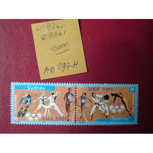 Ad 297 H //Paire (2) De Timbres France N°3340 +3341 (2000) Neuf*" Jeux Olympiques De Sidney"