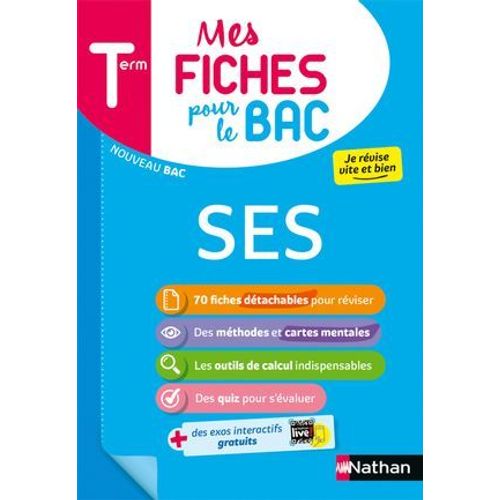 Ses (Sciences Economiques Et Sociales) Terminale - Mes Fiches Pour Le Bac Tle - Bac 2026 - Epub