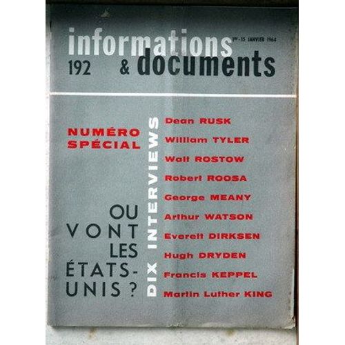 Informations Et Documents N° 192 Du 01/01/1964