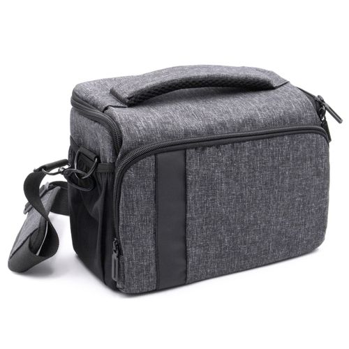vhbw Sac photo toile gris/noir compatible avec Pentax K-1, K-S2, KP