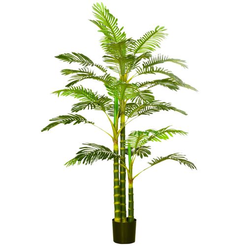 Palmier areca artificiel H.190 cm 30 grandes feuilles pot inclus vert