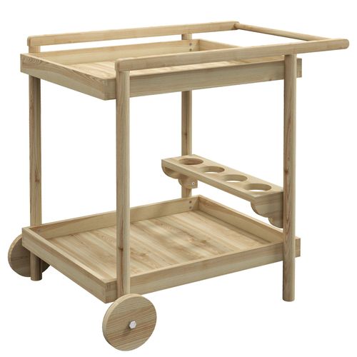 Desserte De Jardin Chariot Pour Plancha Bois 2 Plateaux