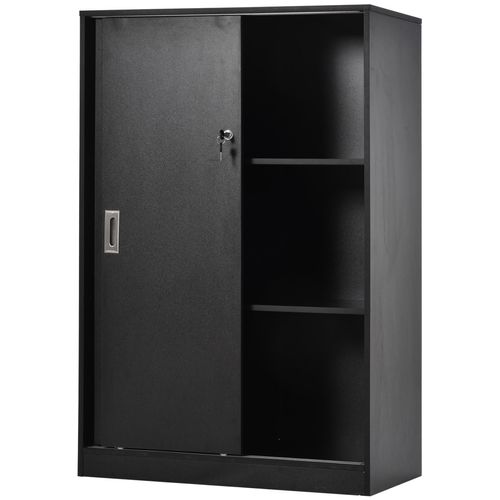 Armoire De Bureau 2 Portes Coulissantes Verrouillables 2 Étagères