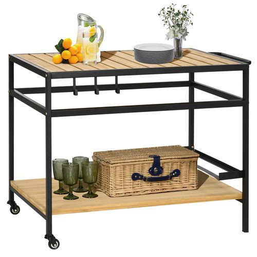 Desserte De Jardin Chariot Pour Plancha Barbecue Bois Métal