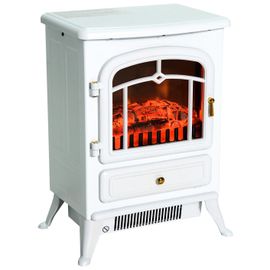 Cheminée électrique poêle style rétro thermostat 950-1850 W blanc