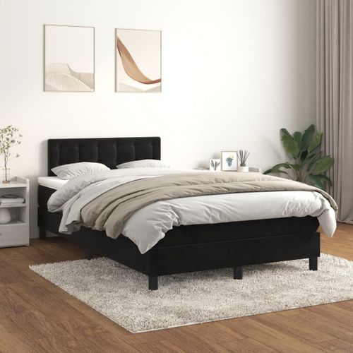 Vidaxl Lit À Sommier Tapissier Avec Matelas Noir 120x200 Cm Velours