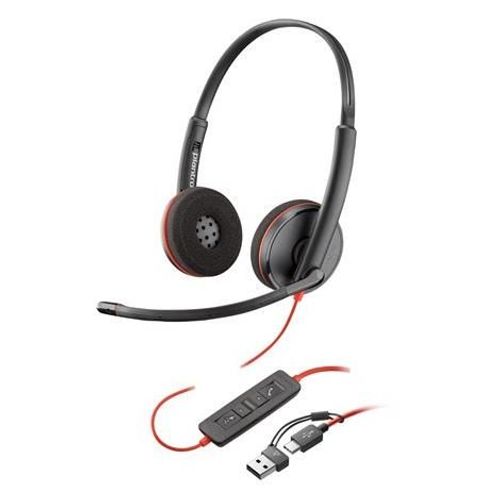Poly Blackwire 3220 - Blackwire 3200 Series - micro-casque - sur-oreille - filaire - USB-C - noir - Certifié Skype, certifié Cisco Jabber, Certifié Avaya, certifié UC