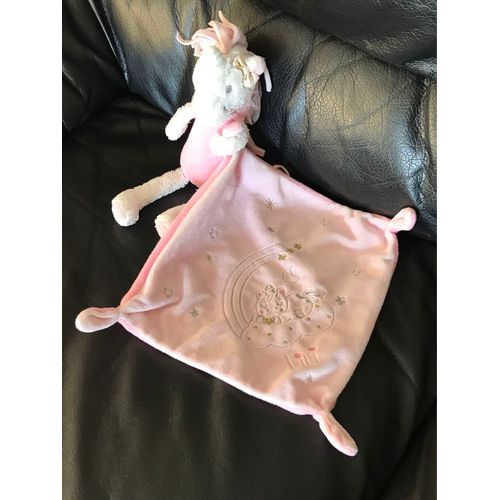 Doudou Mouchoir Lili Licorne Simba Toys Rose Blanc Nuage Étoiles 40 Cm
