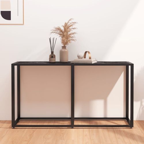 Vidaxl Table Console Marbre Noir 140x35x75,5 Cm Verre Trempé