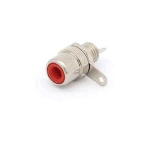 Fiche Rca Femelle Chassis Reperage Nylon Rouge Contacts A Souder Pour Panneau Epaisseur 5 Mm Maximum