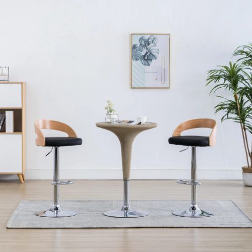 Vidaxl Tabourets De Bar Lot De 2 Noir Similicuir Et Bois Courbé