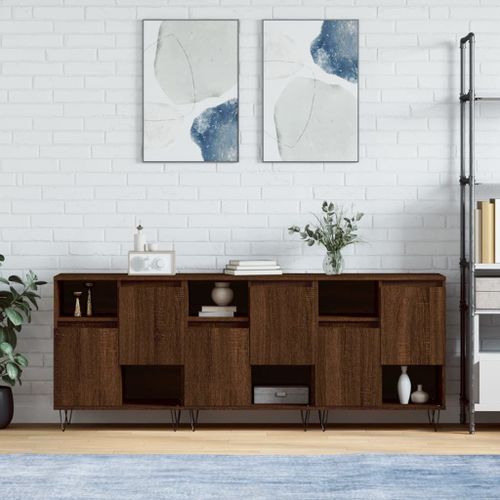 Vidaxl Buffets 3 Pcs Chêne Marron Bois D'ingénierie