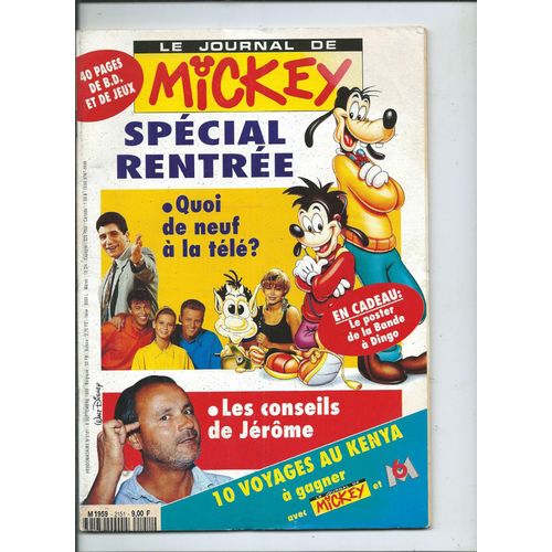 Le Journal De Mickey 08/091993 Avec Fiches Ma Sorcière Bien Aimée, Corentin Martins. Le Rouget Praline, Brochette De Bonbons - Le Poster La Bande À Dingo. Jean Alesi, Jérôme Bonaldi, Karen Cheryl