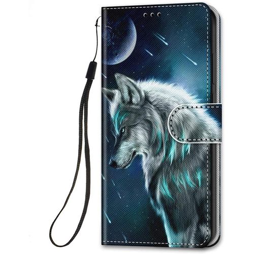 Coque En Cuir Pour Xiaomi Redmi Note 10 / Note 10s 4g A Rabat Et Folio Portefeuille, Housse Cuir Avec Support Fentes Pour Cartes Etui Anti Choc 360 Degres Cover Silicone - Loup