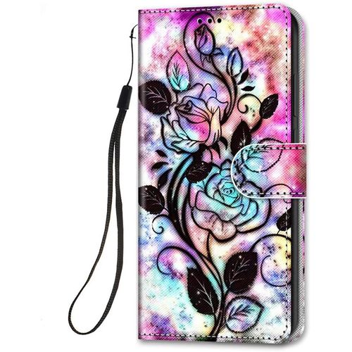 Coque En Cuir Pour Xiaomi Redmi Note 10 / Note 10s 4g A Rabat Et Folio Portefeuille, Housse Cuir Avec Support Fentes Pour Cartes Etui Anti Choc 360 Degres Cover Silicone - Fleur Rose