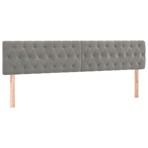 Tête De Lit Accessoire Couchage Chambre À Coucher Meuble Capitonné 2 Parties 100 X 7 X 78/88 Cm Tissu Velours Gris Clair Tdl0206435