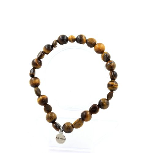 Bracelet Oeil De Tigre D'afrique Du Sud + Perles Oeil De Tigre 8 Mm. Fabriqué En France.