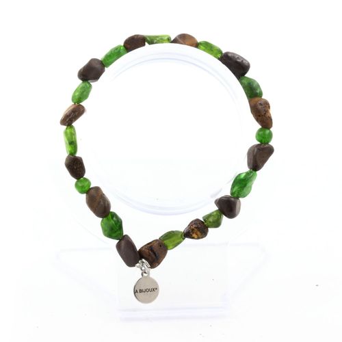 Bracelet Opale Boulder D'australie + Diopside Du Brésil. Taille Fabriqué En France.