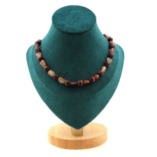 Collier Perles Quartz Rutile Rouge Du Brésil + Oeil De Tigre Rouge Mat Collier Femmes, Hommes. Taille Personnalisable.