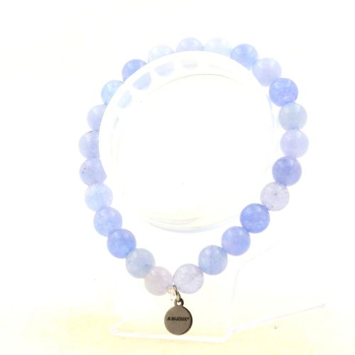 Bracelet Perles Aigue-Marine 8 Mm. Fabriqué En France. Taille Personnalisable.