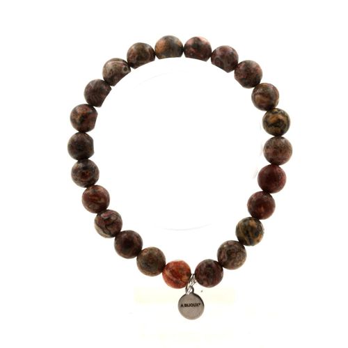 Bracelet Perles Jaspe Léopard 8 Mm. Fabriqué En France. Taille Personnalisable.