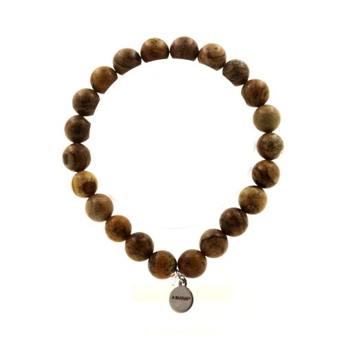 Bracelet Perles Jaspe Paysage 8 Mm. Fabriqué En France. Taille Personnalisable.
