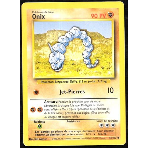 Carte Pokémon Onix 56/102 - Set De Base Wizards (Vf)