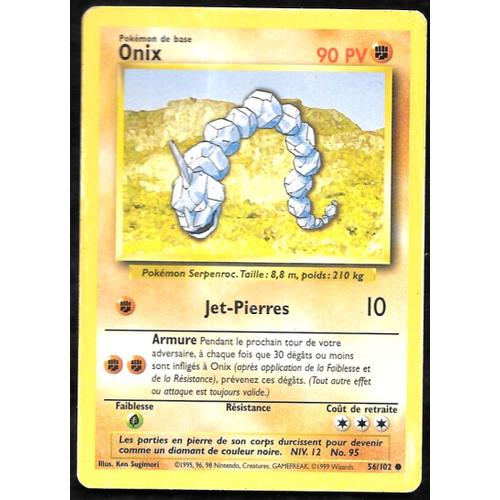 Carte Pokémon Onix 56/102 - Set De Base Wizards (Vf)