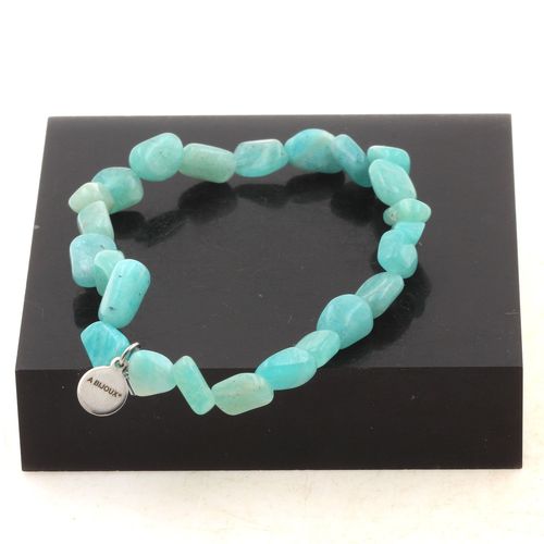 Bracelet Perles Amazonite Du Brésil. Fabriqué En France. Taille Personnalisable.