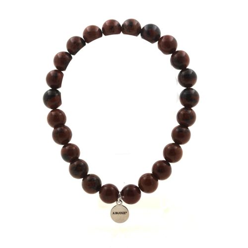 Bracelet Perles Obsidienne Mahogany 8 Mm. Fabriqué En France. Taille Personnalisable.