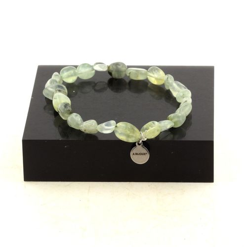 Bracelet Perles Prehnite Du Canada. Fabriqué En France. Taille Personnalisable.