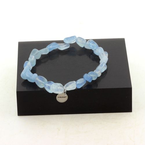 Bracelet Perles Aigue-Marine Du Brésil. Fabriqué En France. Taille Personnalisable.